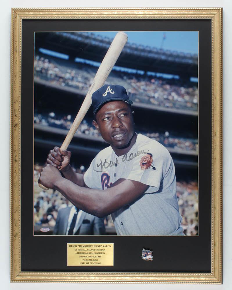 Hank Aaron Signed Braves 20x26 Custom Framed Photo (1 of 1)