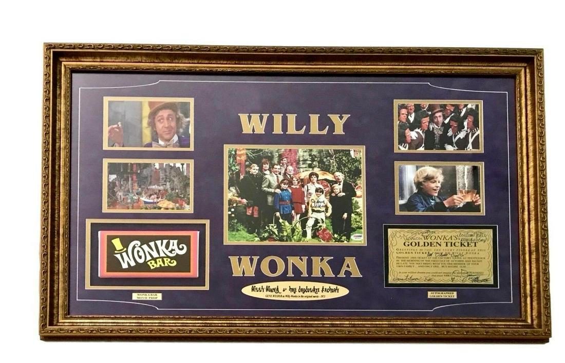 Willy Wonka Kids Signed Golden Ticket  Framed display (1 of 2)