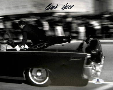 Clint Hill JFL Secret Service hand signed photo: This Autographed 8x10 Photo has been Personally Signed by Clint Hill of JFK Assassination Secret Service Agent. BAS COA