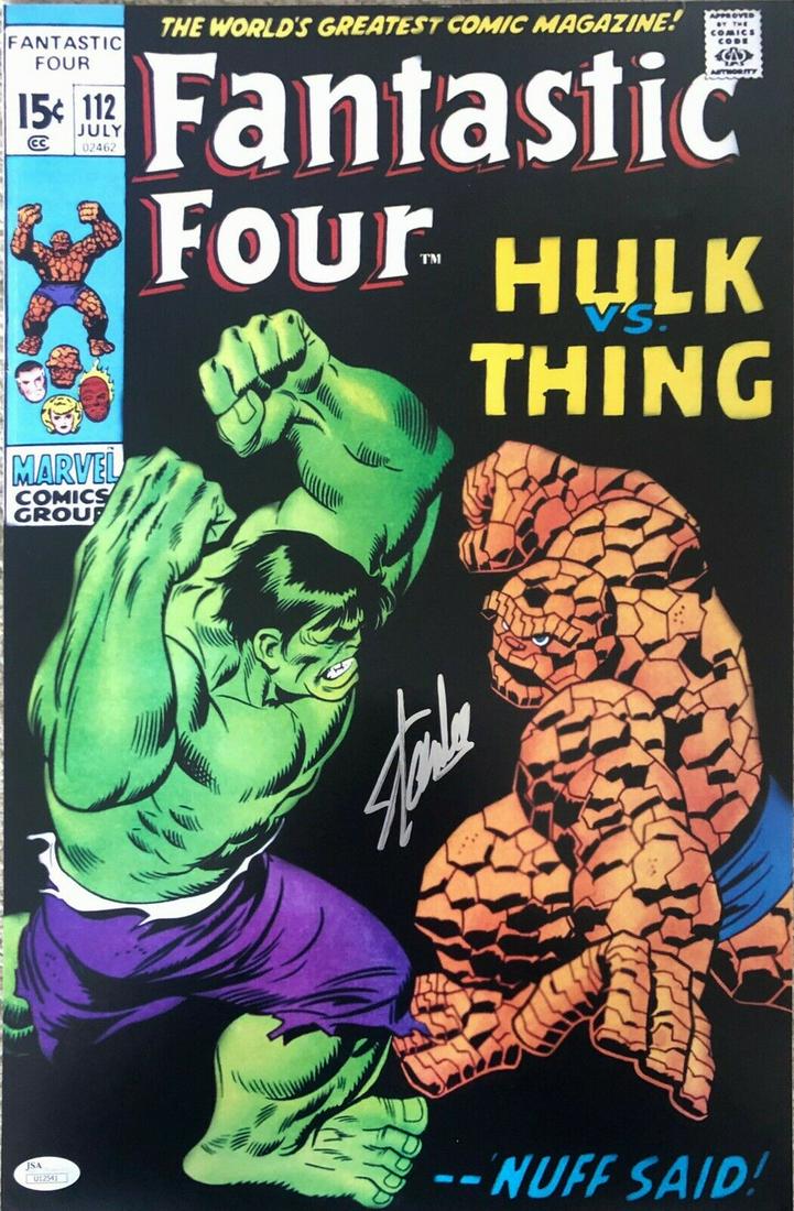 Stan Lee Signed 12x18 Photo Fantastic Four Comic Cover (1 of 1)