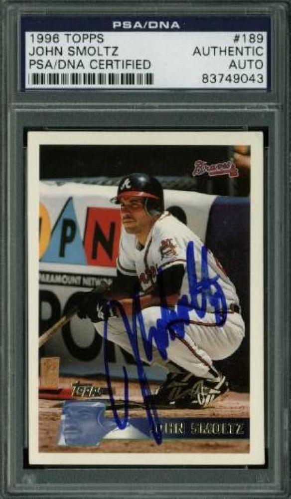 John Smoltz Signed 1996 Topps #189 (PSA Encapsulated) (1 of 1)