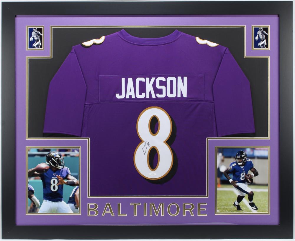 Lamar Jackson Signed 35x43 Custom Framed Jersey (JSA (1 of 1)