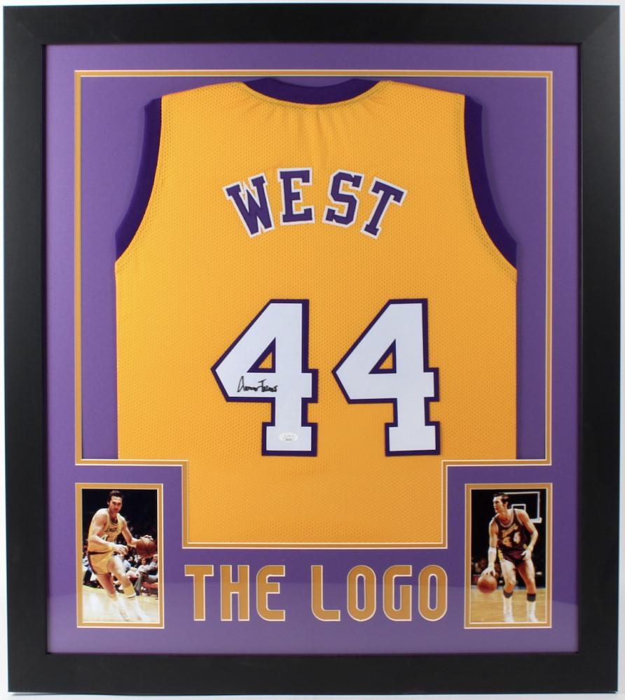 Jerry West Signed 31x35 Custom Framed Jersey (JSA COA) (1 of 1)