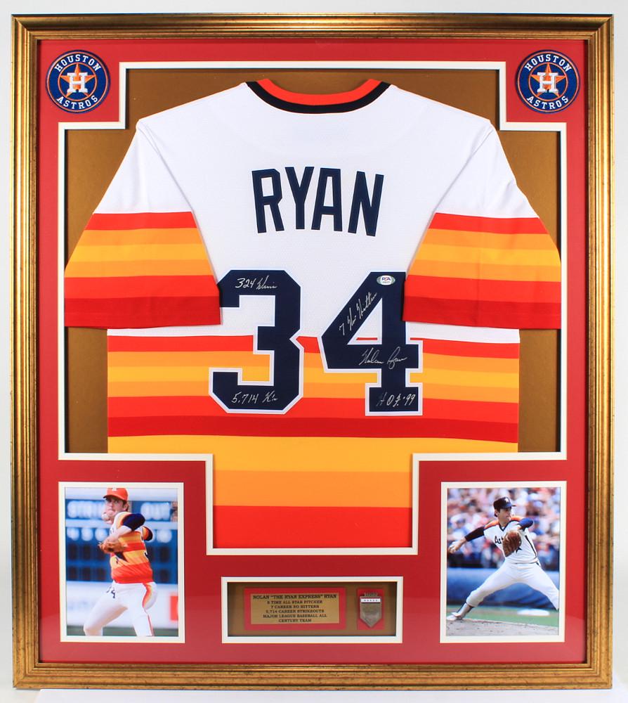 Nolan Ryan Signed 32x36 Custom Framed Jersey Display (1 of 1)