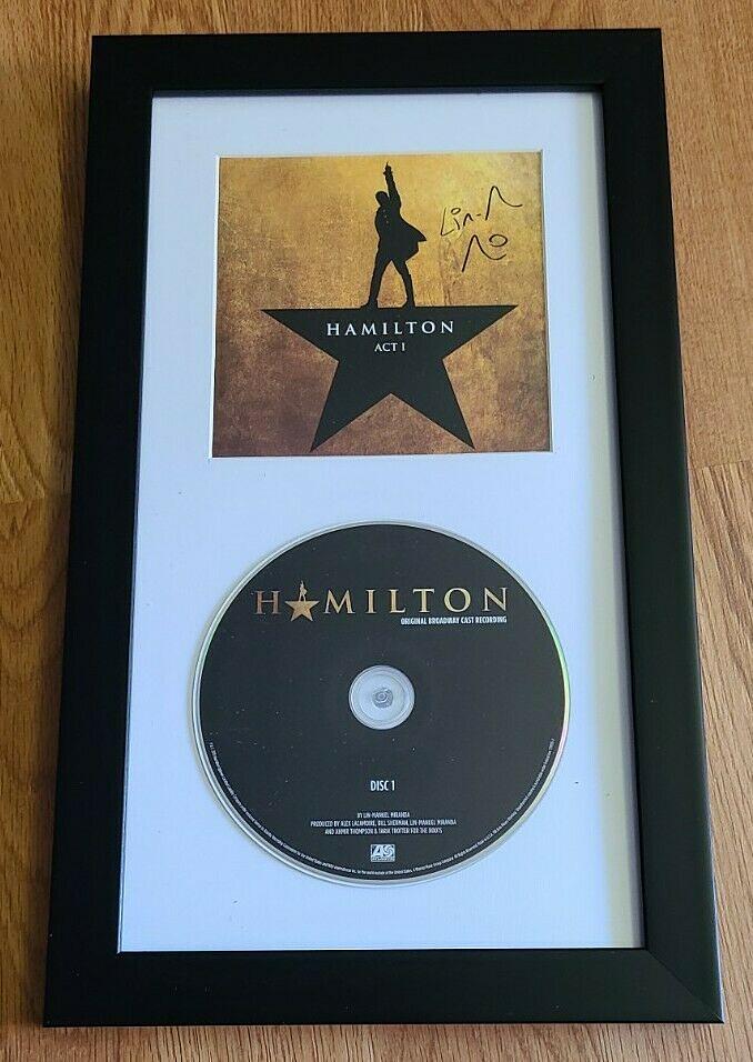 LIN-MANUEL MIRANDA SIGNED HAMILTON CD COVER FRAMED (1 of 1)