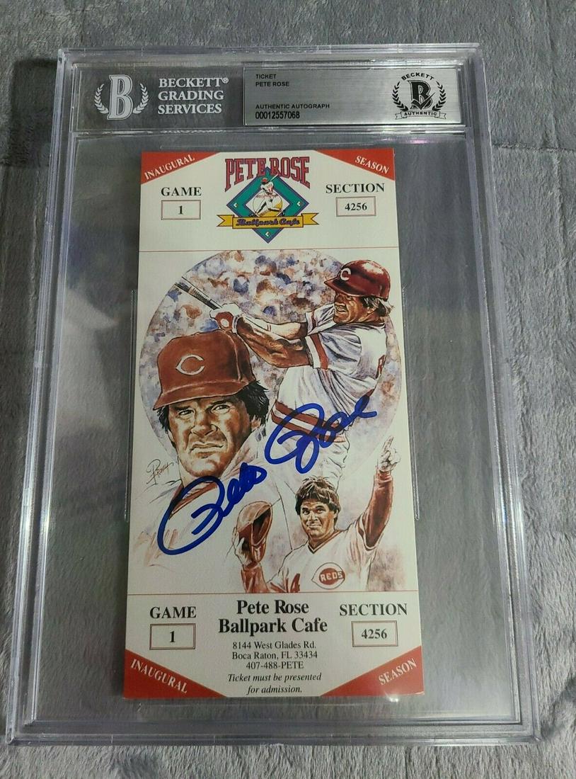Pete Rose Signed Ballpark Cafe Ticket Rare Slabbed (1 of 1)