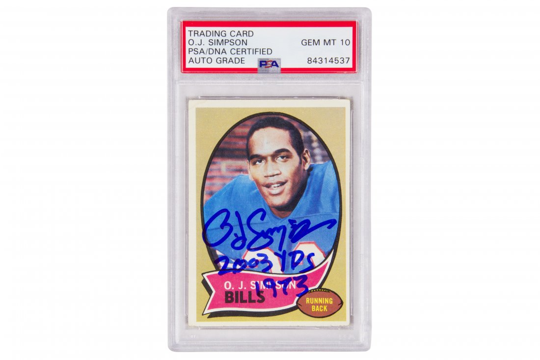 O.J SIMPSON Signed and Inscribed Rookie Card GEM MT10 (1 of 1)