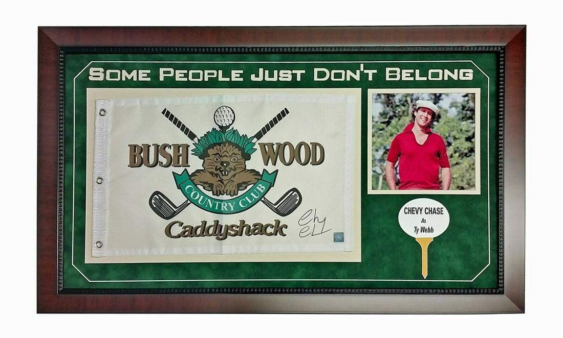 Chevy Chase Signed Caddyshack Flag Frame Collage JSA (1 of 1)