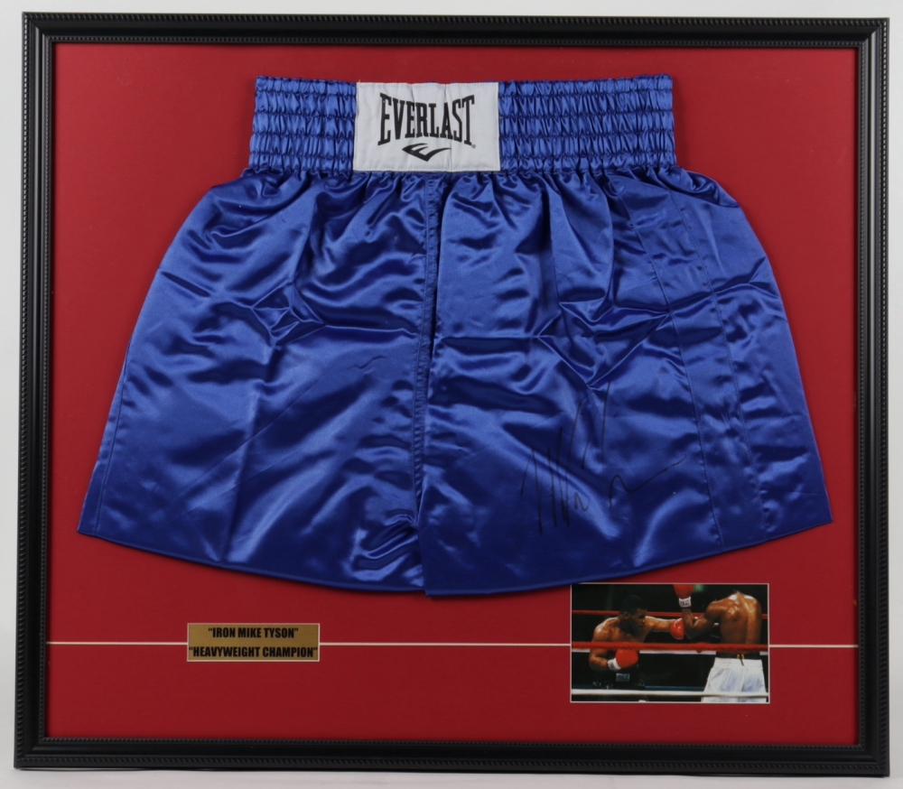 Mike Tyson Signed 27x31 Custom Framed Boxing Trunks (1 of 1)