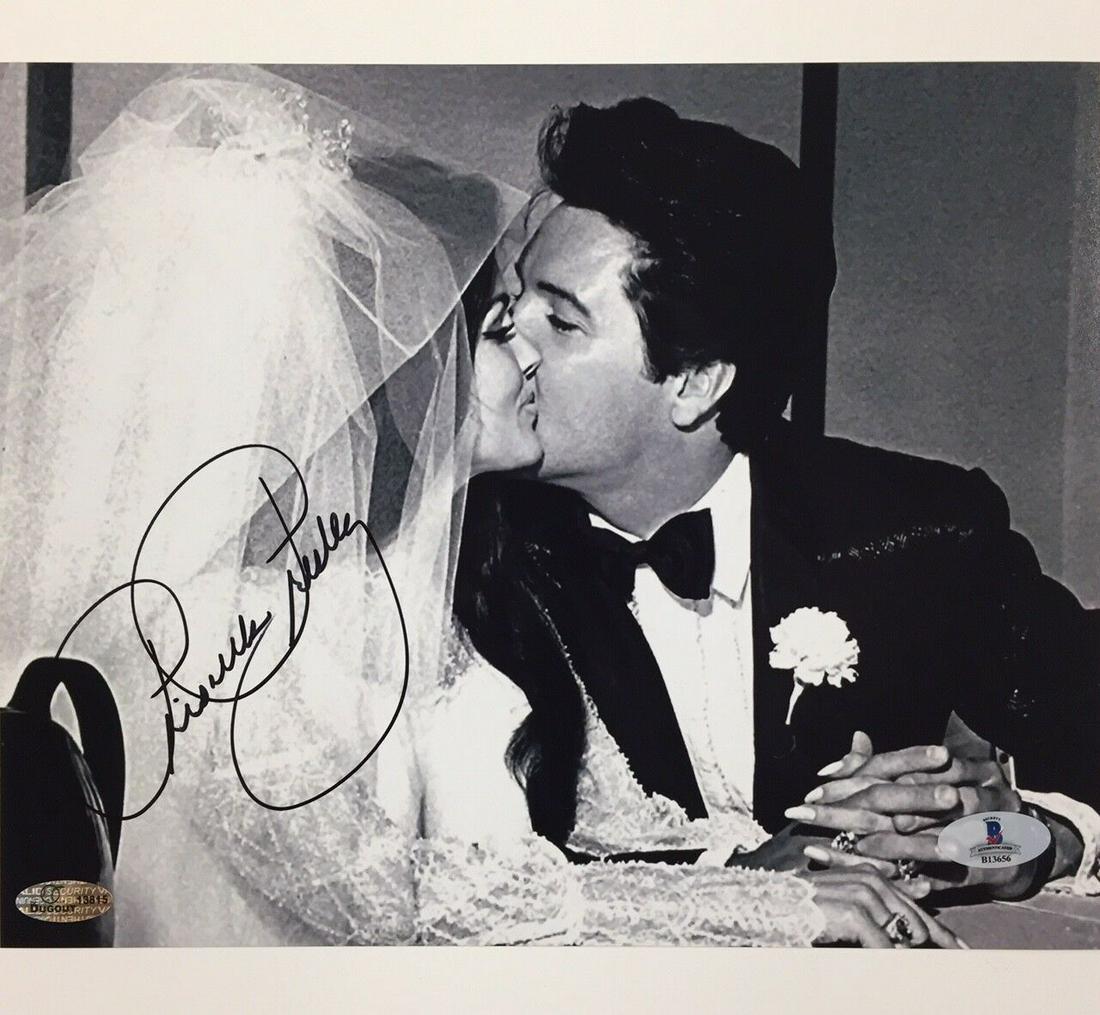 PRISCILLA PRESLEY Autograph 8x10 Wedding Photo w/ Elvis (1 of 1)