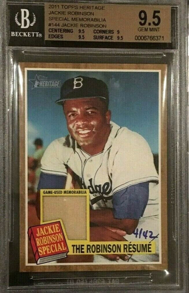 2011 Topps Heritage JACKIE ROBINSON GAME USED BGS 9.5 4 (1 of 1)