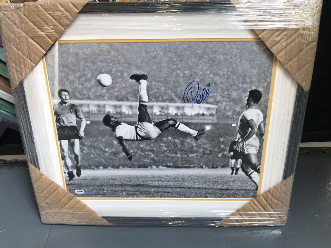 Pele signed framed 16x20 Bicycle kick print BAS COA (1 of 1)