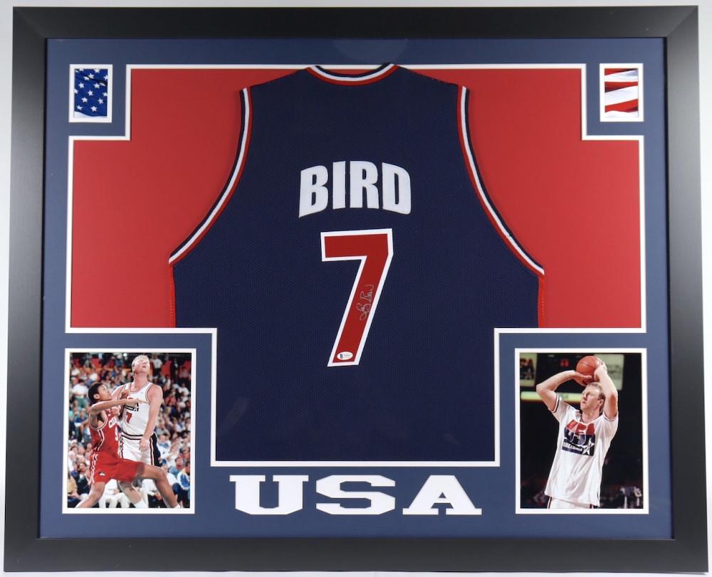 Larry Bird Signed 35x43 Custom Framed Jersey (Beckett (1 of 2)