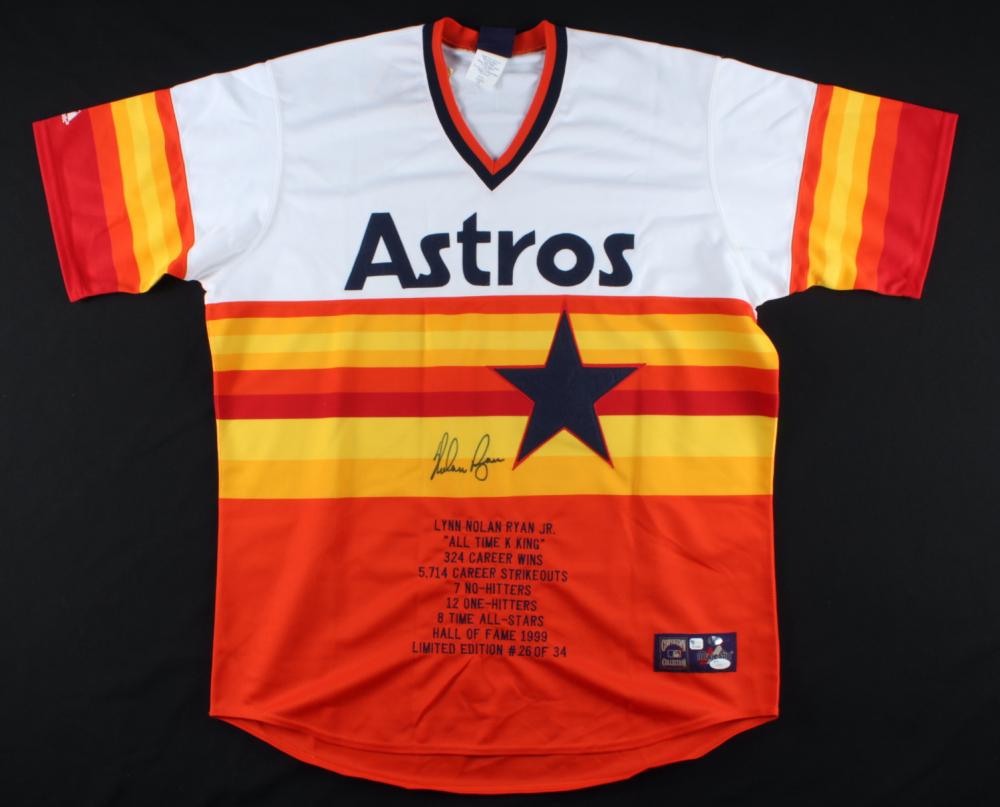 Nolan Ryan Signed Astros Career Highlight Stat Jersey (1 of 1)