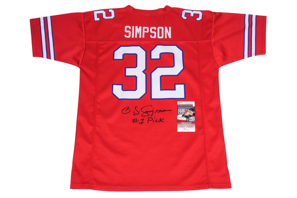 O. J. SIMPSON Signed Red Bills Jersey Inscribed #1 Pick (1 of 1)