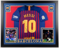 Lionel Messi Signed Barcelona 35x43 Custom Framed Jerse (1 of 1)