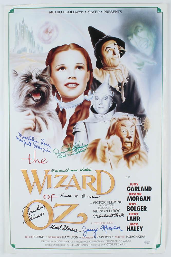 "The Wizard Of Oz" 16x24 Poster Cast-Signed by (8) with: Poster measures approximately 16" x 24" in size and has been hand-signed by (8) including Jerry Maren (D. 2018), Donna Stewart-Hardaway (D. 2008), Karl Slover (D. 2011), Clarence Swensen (D. 2009), Ma