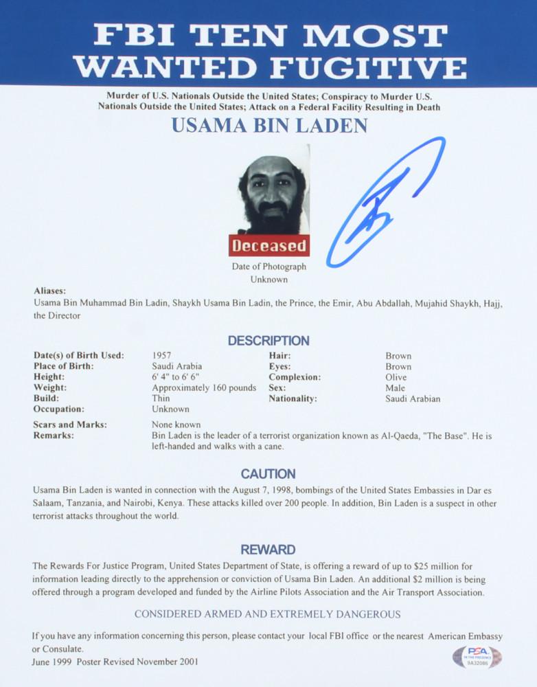 Robert J. O'Neill Signed "FBI Ten Most Wanted (1 of 1)