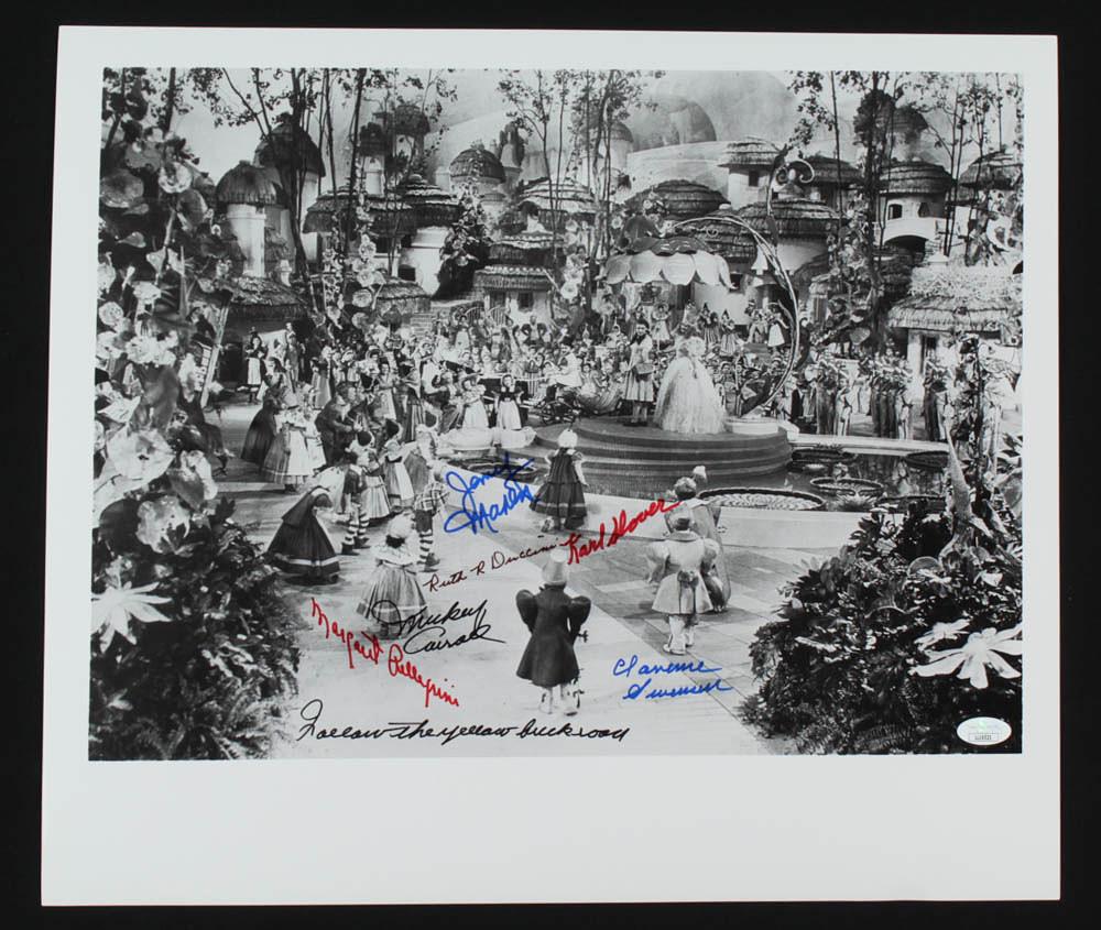 "The Wizard of Oz" 16x18.5 Photo Cast-Signed by (6): Photo measures approximately 16" x 18.5" in size and has been hand-signed and inscribed by (6) including Mickey Carroll, Jerry Maren, Karl Slover, Margaret Pellegrini, Clarence Swensen, and Ruth Ducci