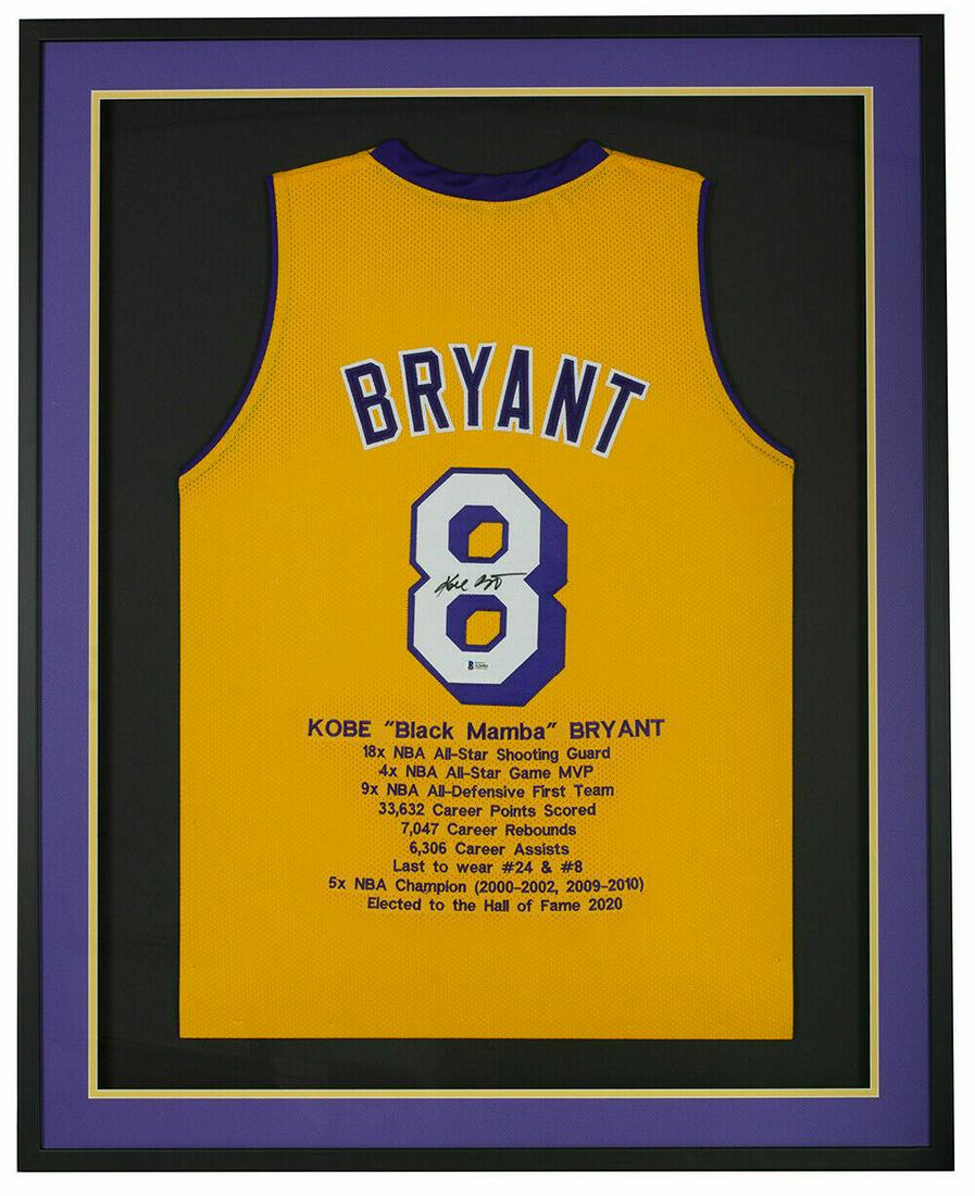 Kobe Bryant Signed Framed Custom Yellow Pro Style Stat (1 of 2)