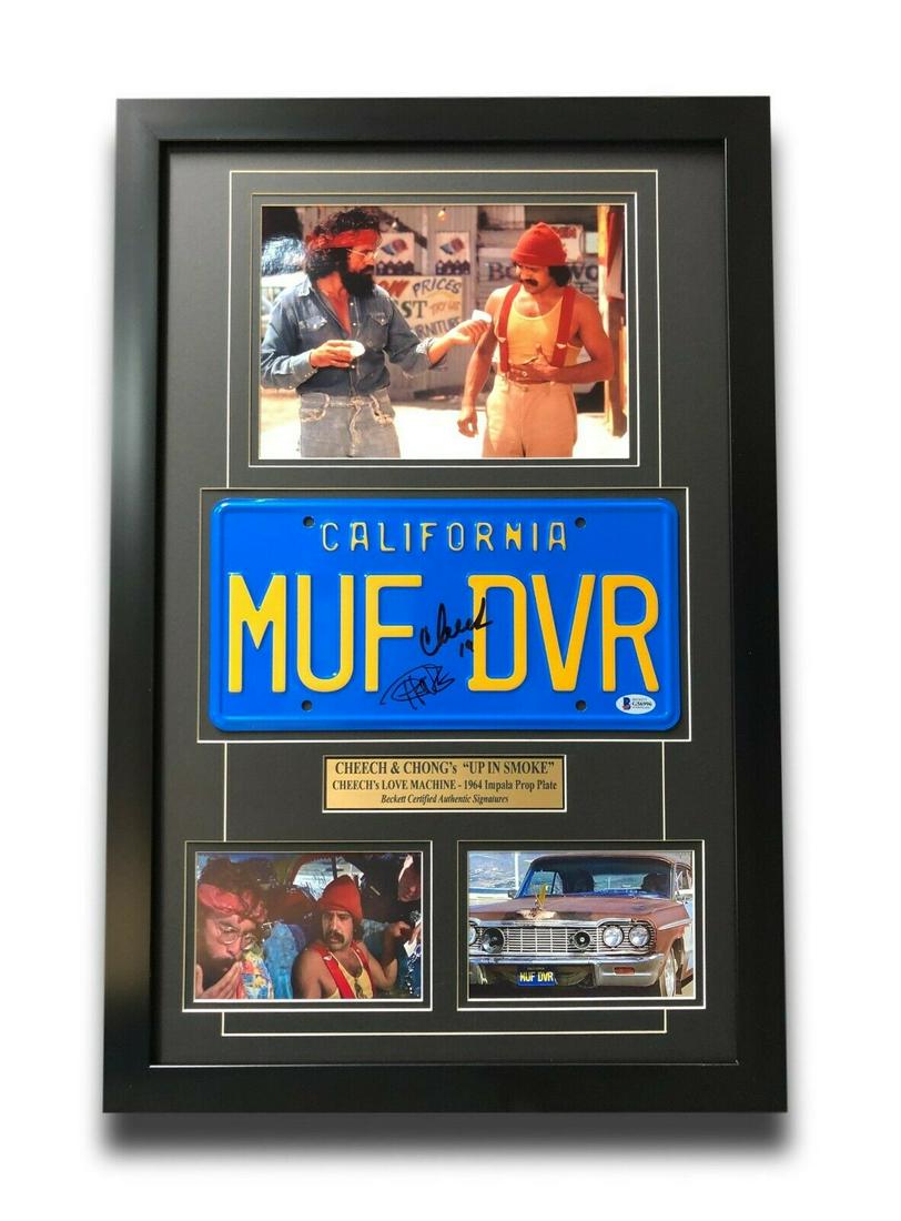 Cheech & Chong Signed "MUF DVR" Movie Car License Plate (1 of 1)