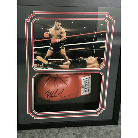 MIKE TYSON SIGNED CUSTOM FRAMED BOXING GLOVE FITERMAN: MIKE TYSON SIGNED CUSTOM FRAMED BOXING GLOVE FITERMAN COA