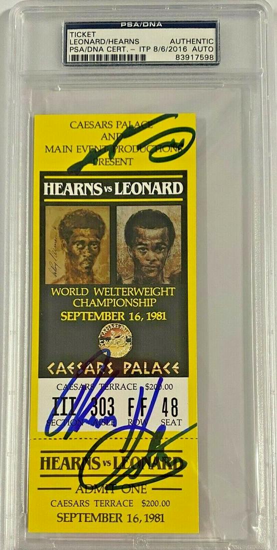 Sugar Ray Leonard + Tommy Hearns Signed 9/16/81 Champ (1 of 1)