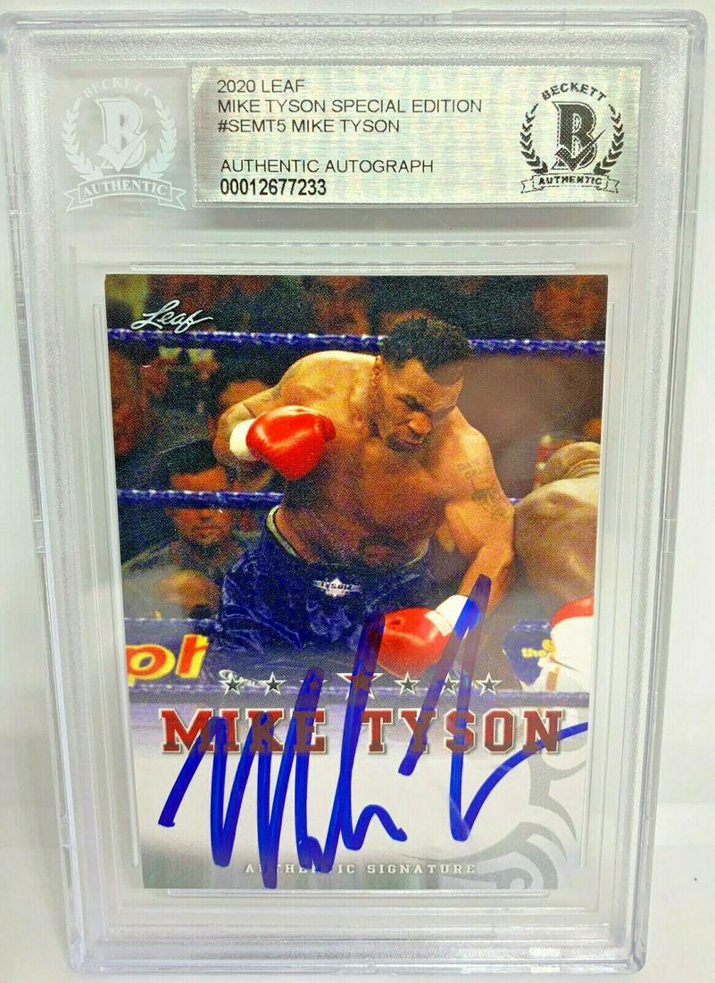 Mike Tyson Signed Leaf Trading Card #SEMT5 Beckett BAS (1 of 1)