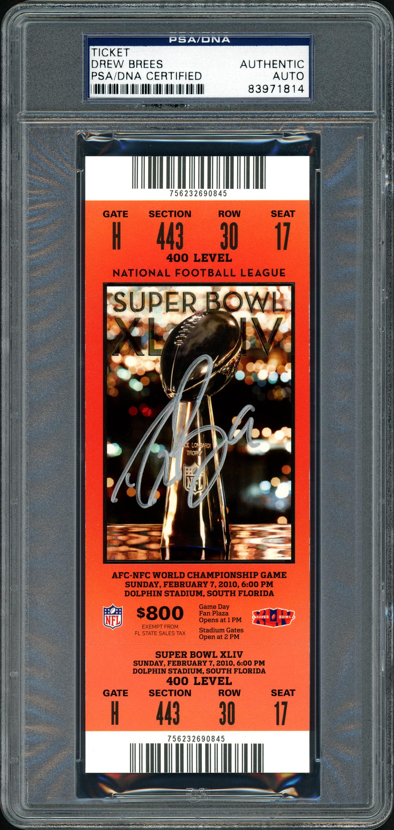 Drew Brees Autographed Super Bowl XLIV Ticket New (1 of 1)