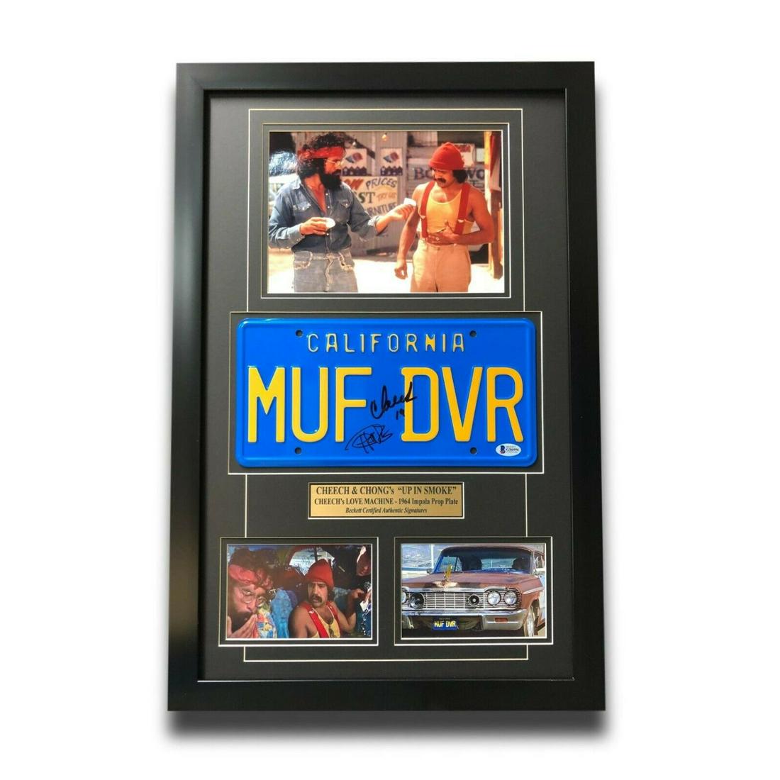 Cheech and Chong signed and framed License plate BAS (1 of 1)