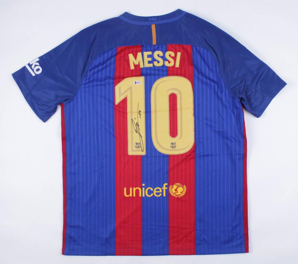 Lionel Messi Signed FC Barcelona Jersey Inscribed "Leo": Lionel Messi Signed FC Barcelona Jersey Inscribed "Leo" (Beckett COA)