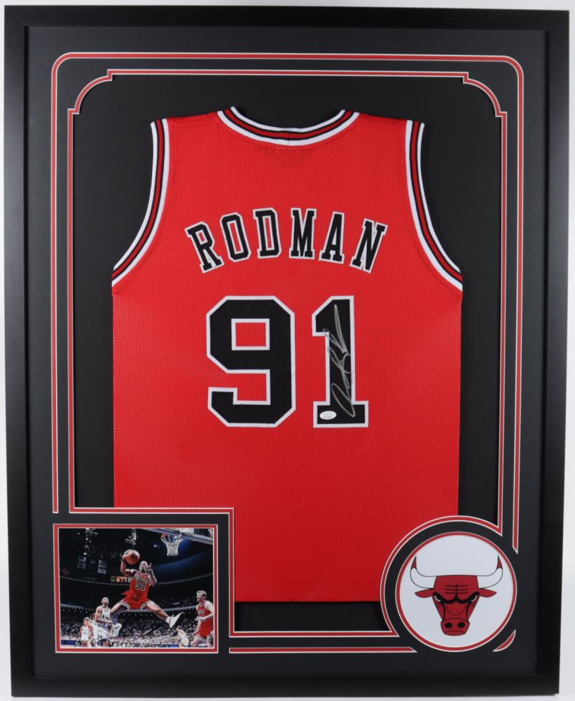 Dennis Rodman Signed 34x42 Custom Framed Jersey Display (1 of 1)