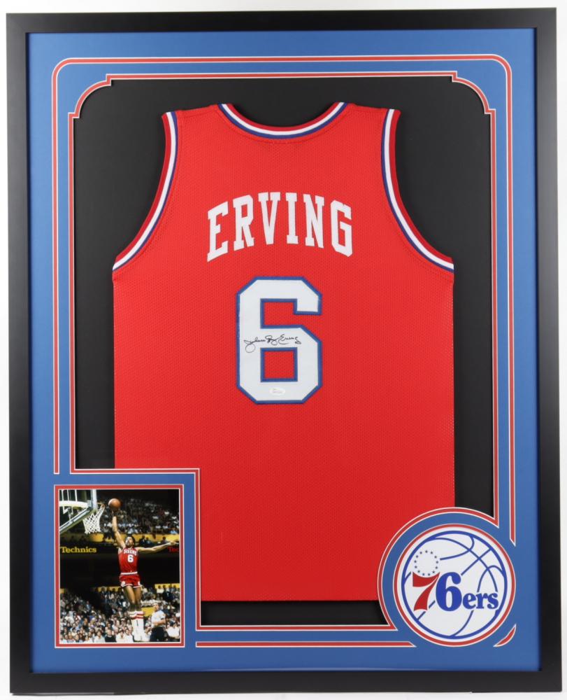 Julius Erving Signed 34x42 Custom Framed Jersey (JSA (1 of 1)