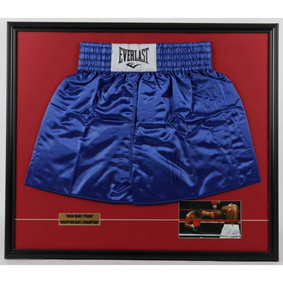 Mike Tyson Signed 27x31 Custom Framed Boxing Trunks (1 of 1)