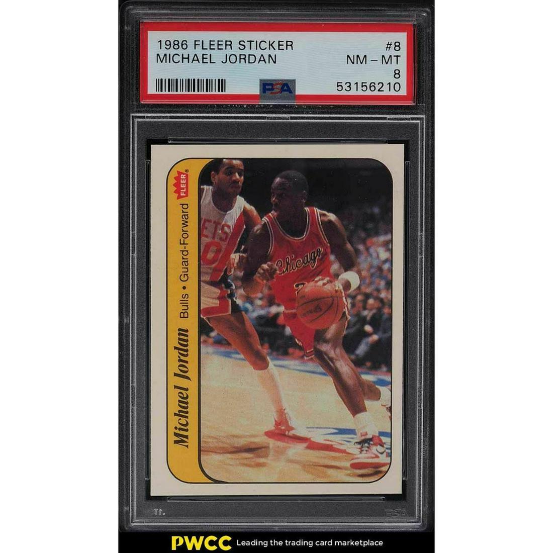 1986 Fleer Sticker Michael Jordan ROOKIE RC #8 PSA 8 (1 of 1)
