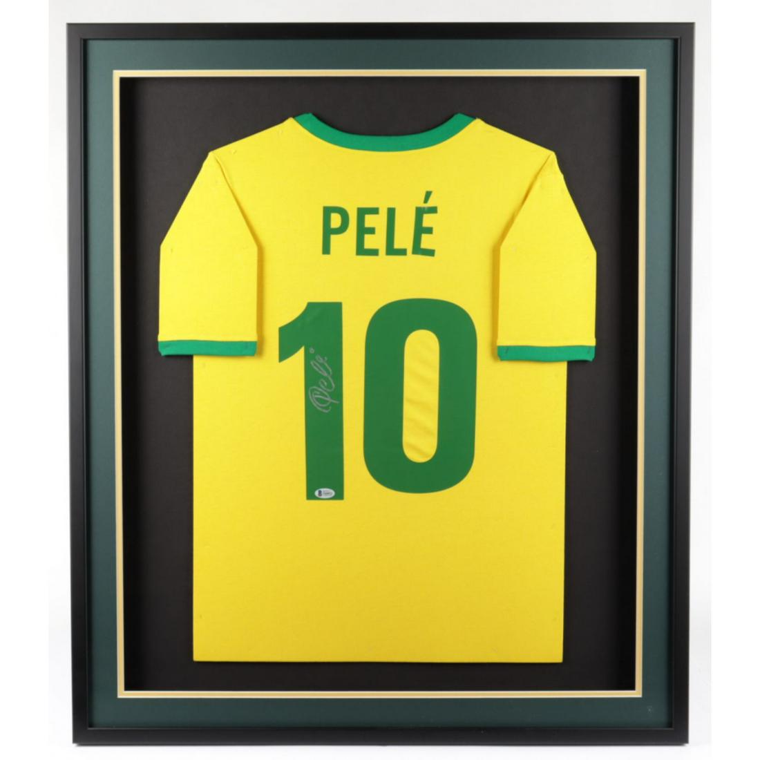 Pele signed and framed Brazil 1970 world cup jersey BAS (1 of 1)