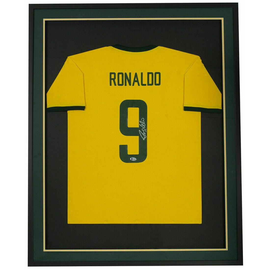 Ronaldo Signed Framed Custom Yellow CBD Soccer Jersey (1 of 1)