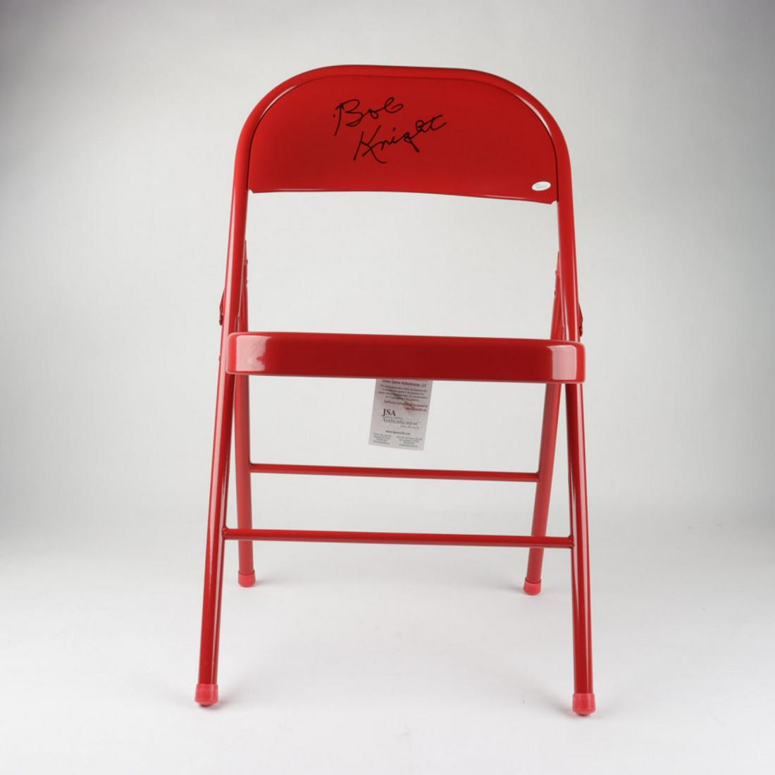Bobby Knight Signed Red Metal Folding Chair (JSA COA) (1 of 1)