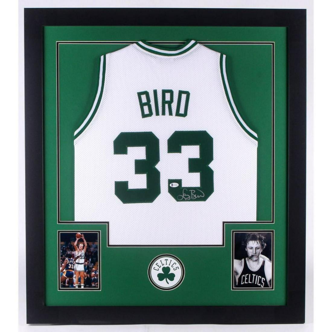 Larry bird signed and custom framed Celtics Jersey BAS (1 of 1)