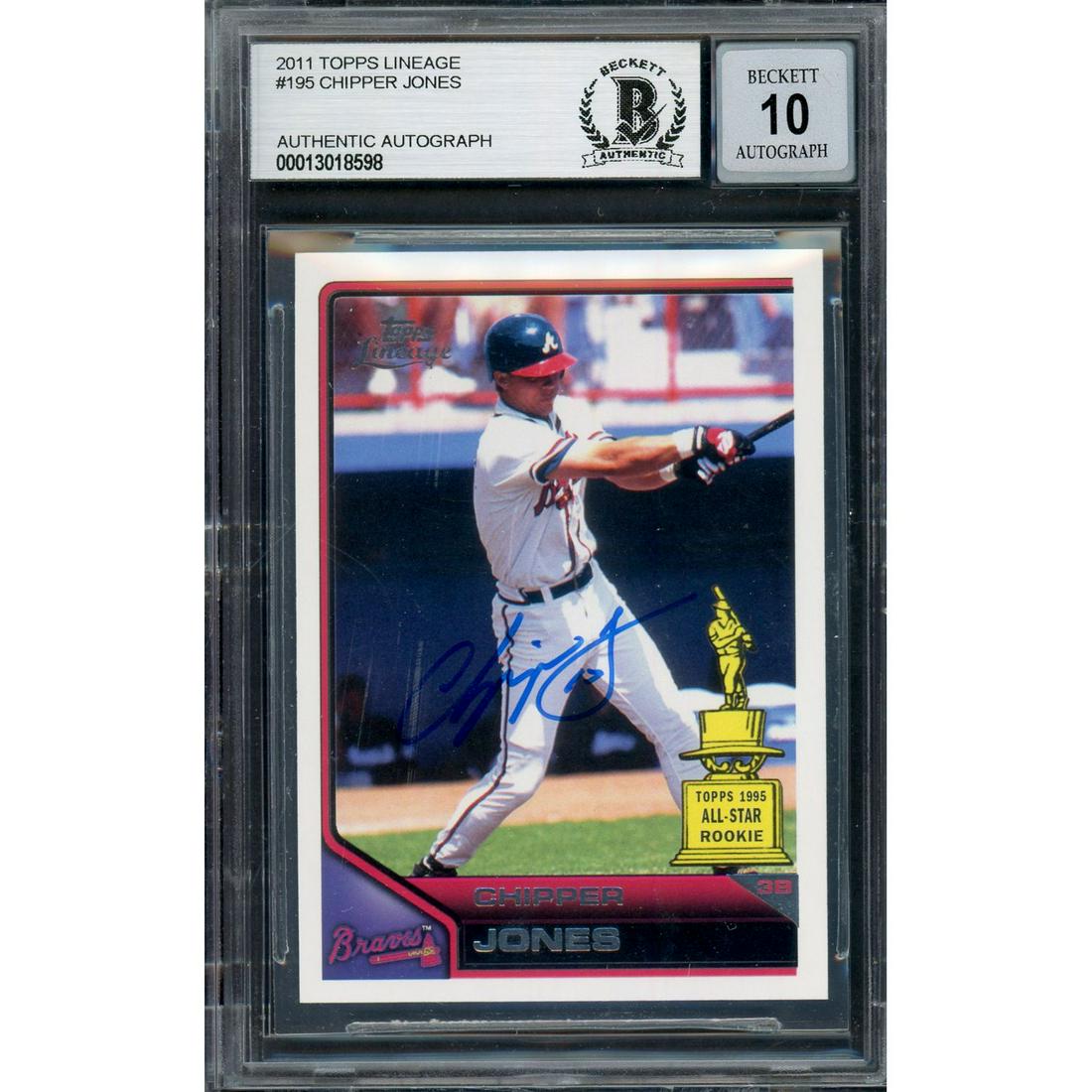 Chipper Jones Autographed 2011 Topps Lineage Card #195 (1 of 1)