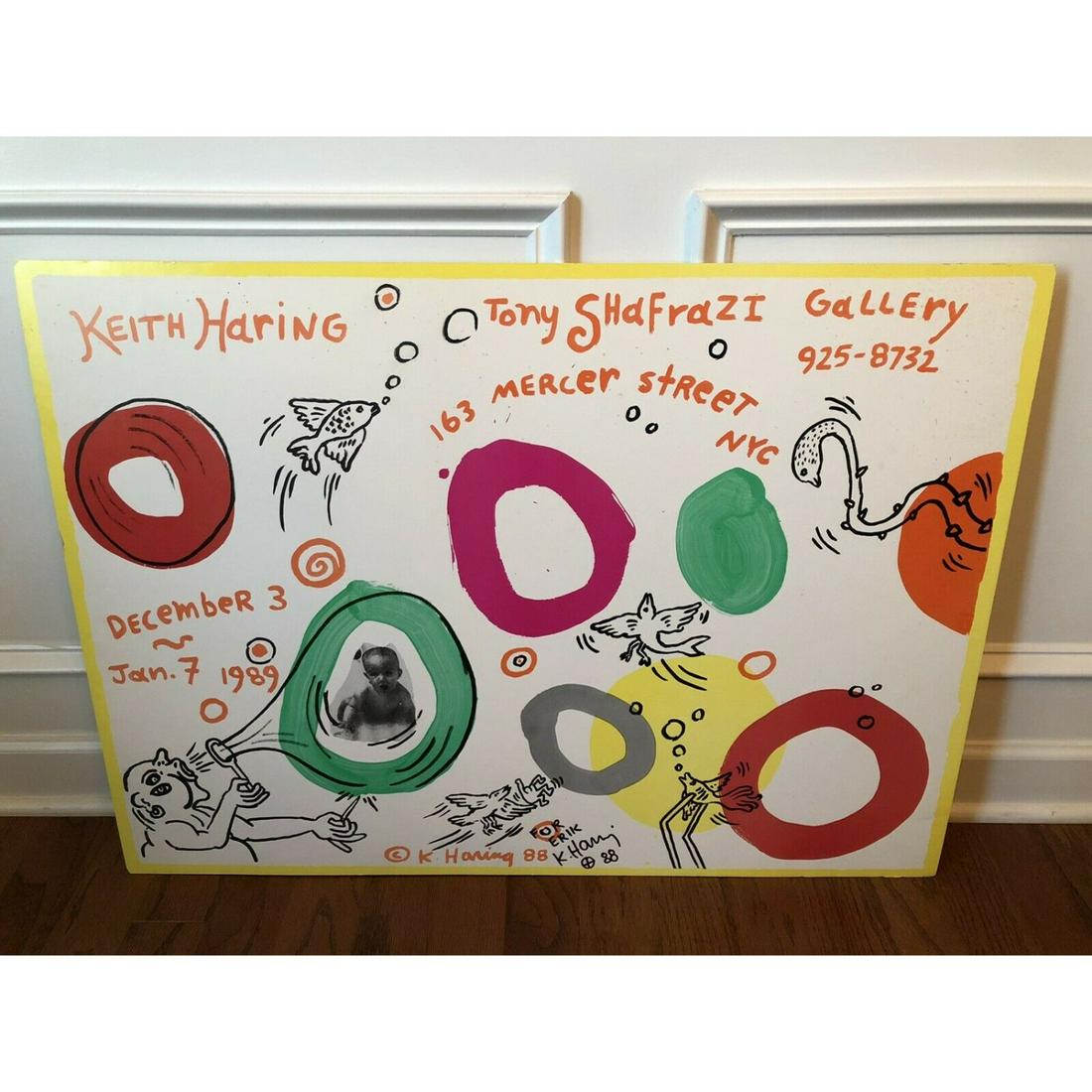 Large Original Keith Haring Signed Painting with PHOTO (1 of 2)