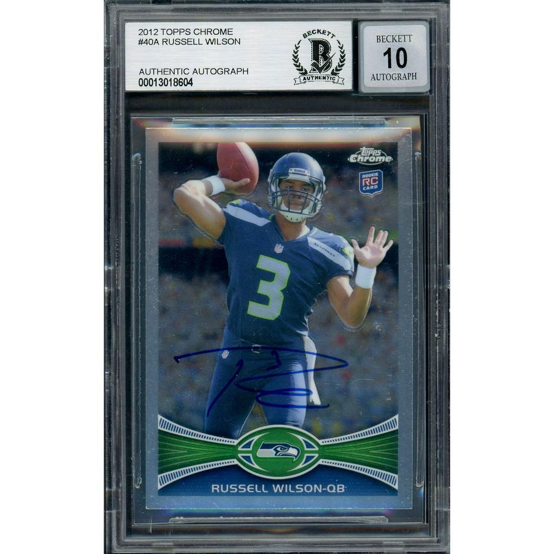 Russell Wilson Autographed 2012 Topps Chrome Card #40 (1 of 1)