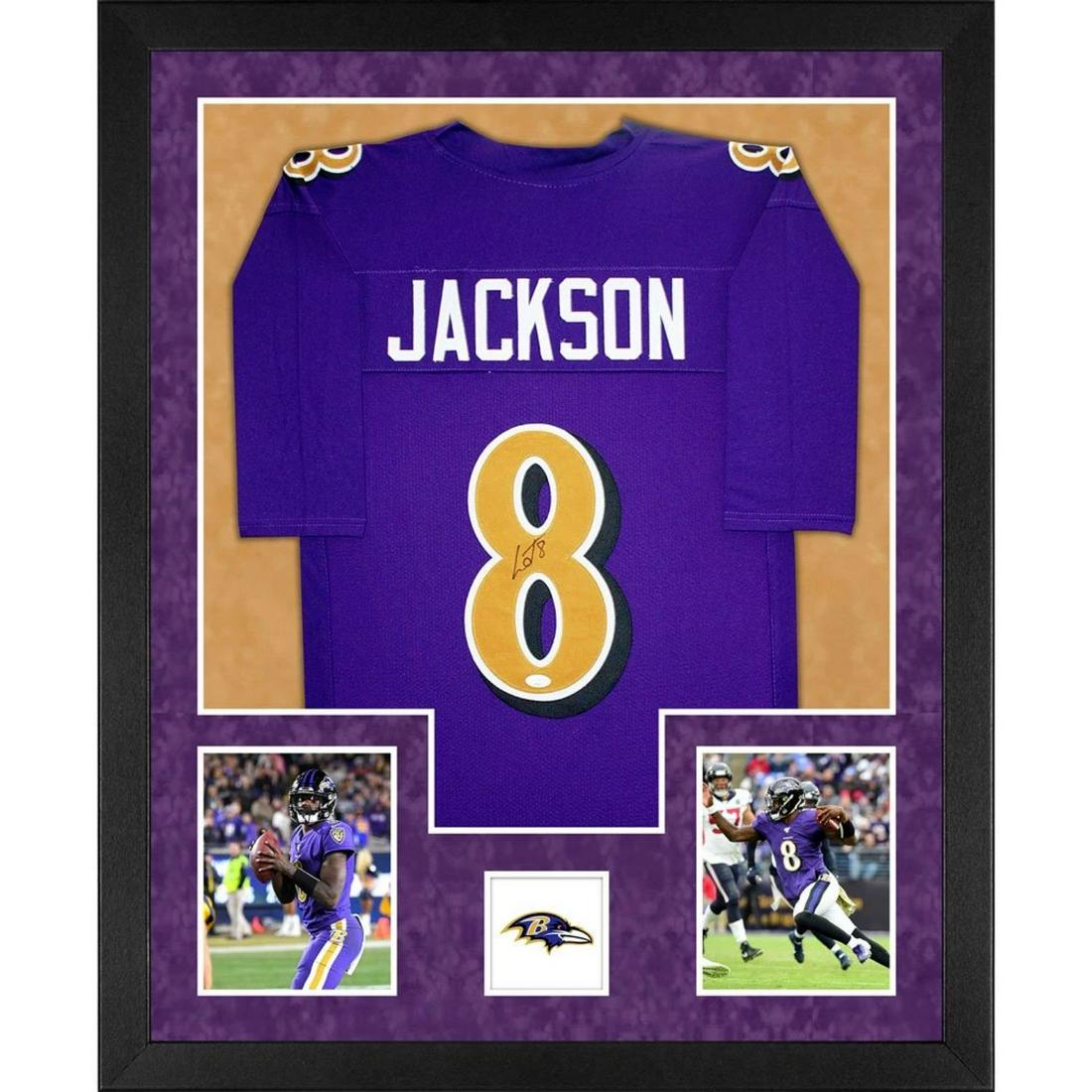 Lamar Jackson Signed Baltimore Double-Suede Vertical (1 of 1)