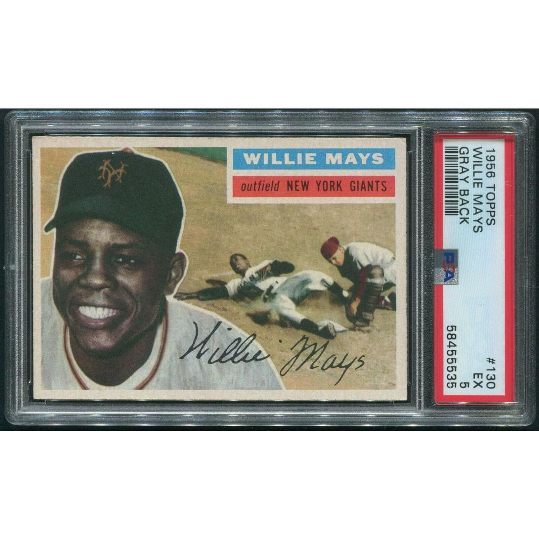 1956 Topps Baseball #130 Willie Mays Gray Back PSA 5 (1 of 1)