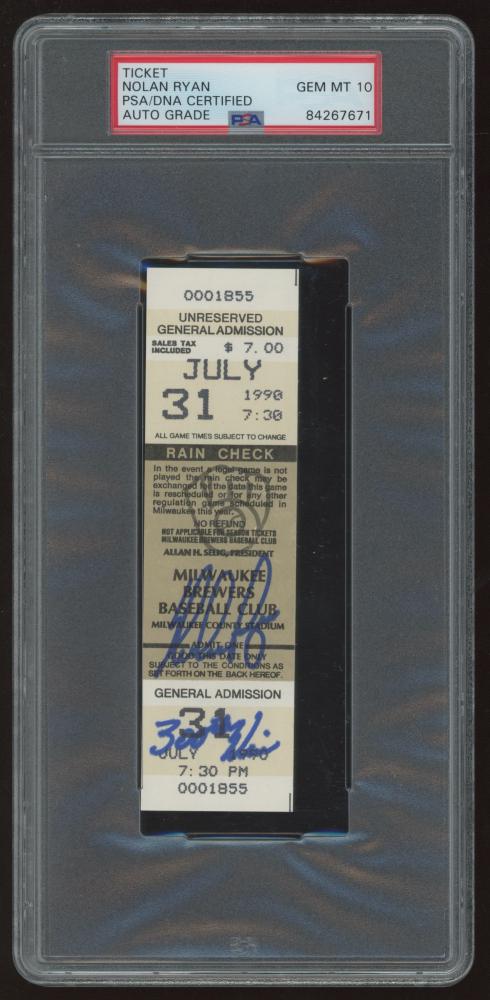 Nolan Ryan Signed 1990 300th Win Game Ticket Inscribed (1 of 1)