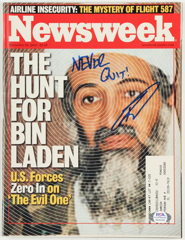 Robert O'Neill Signed 2001 "Newsweek" Magazine: October 1, 2001 "Newsweek" Magazine has been hand-signed by Robert O'Neill.Robert J. O'Neill fired the shots that killed Osama Bin Laden on May 2, 2011, during the greatest terrorist manhunt in the hi