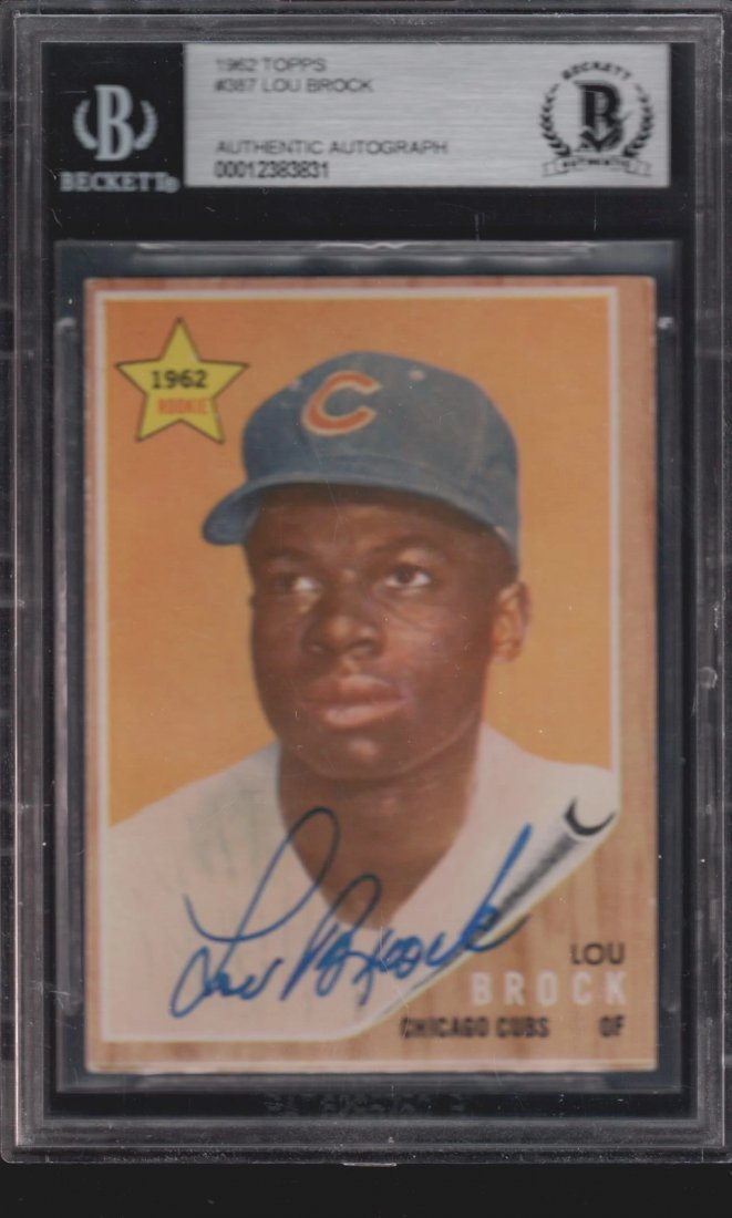 1962 Topps Signed #387 Lou Brock Rookie Chicago Cubs (B (1 of 1)