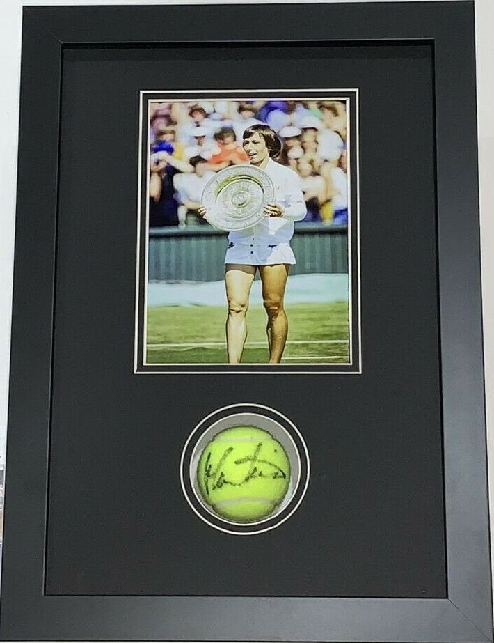MARTINA NAVRATILOVA SIGNED FRAMED TENNIS BALL 13X18 JSA (1 of 2)
