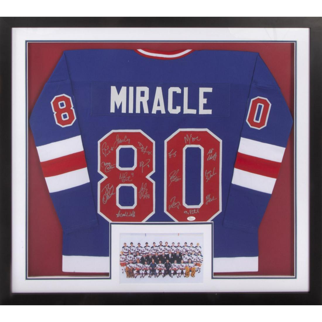MIRACLE ON ICE "80" SIGNED JERSEY FRAMED DISPLAY (JSA) (1 of 1)