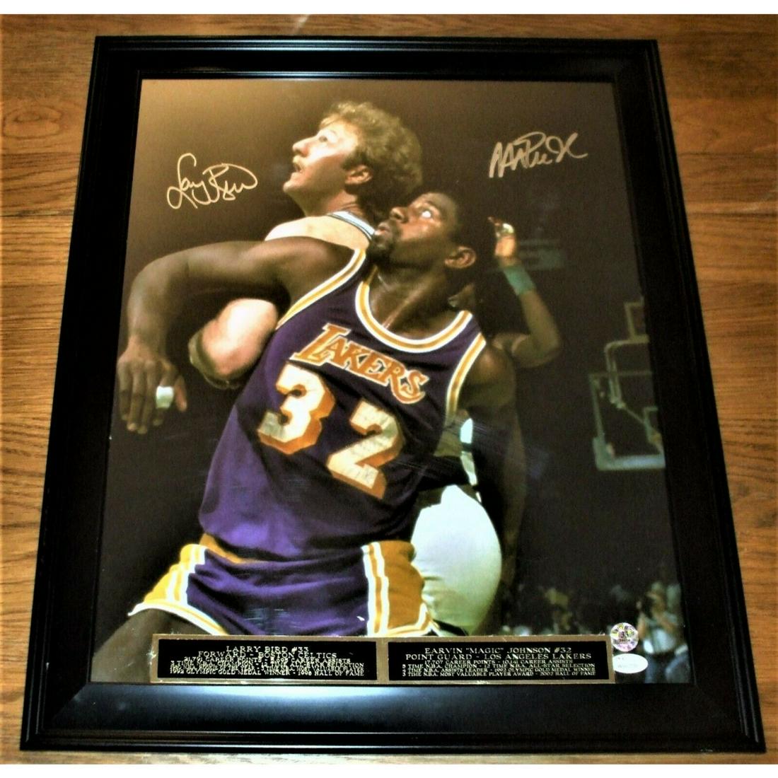 LARRY BIRD & MAGIC JOHNSON SIGNED 23X19 FRAMED 16X20 (1 of 1)